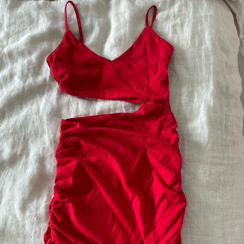 Red ruched mini dress from revolve brand Superdown in size Small - Picture 3 of 4